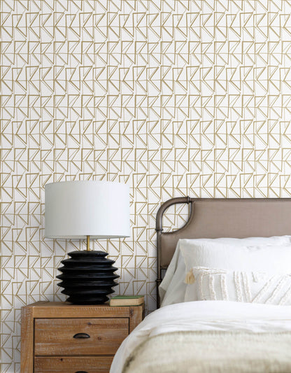 Love Triangles Peel & Stick Wallpaper - Gold & White