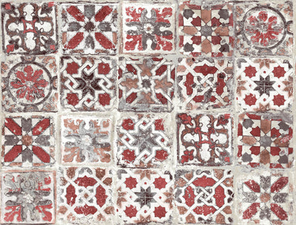 Encaustic Tile Peel & Stick Wallpaper - Red