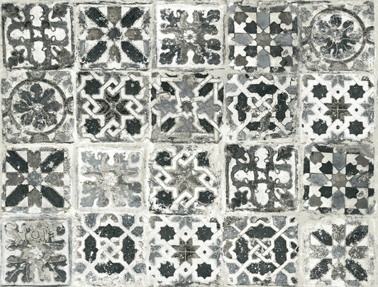 Encaustic Tile Peel & Stick Wallpaper - Black & White