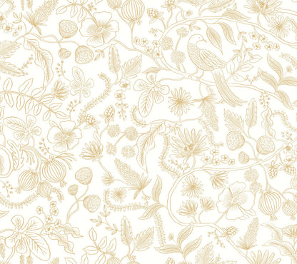 Rifle Paper Co. Aviary Peel & Stick Wallpaper - Off White & Gold