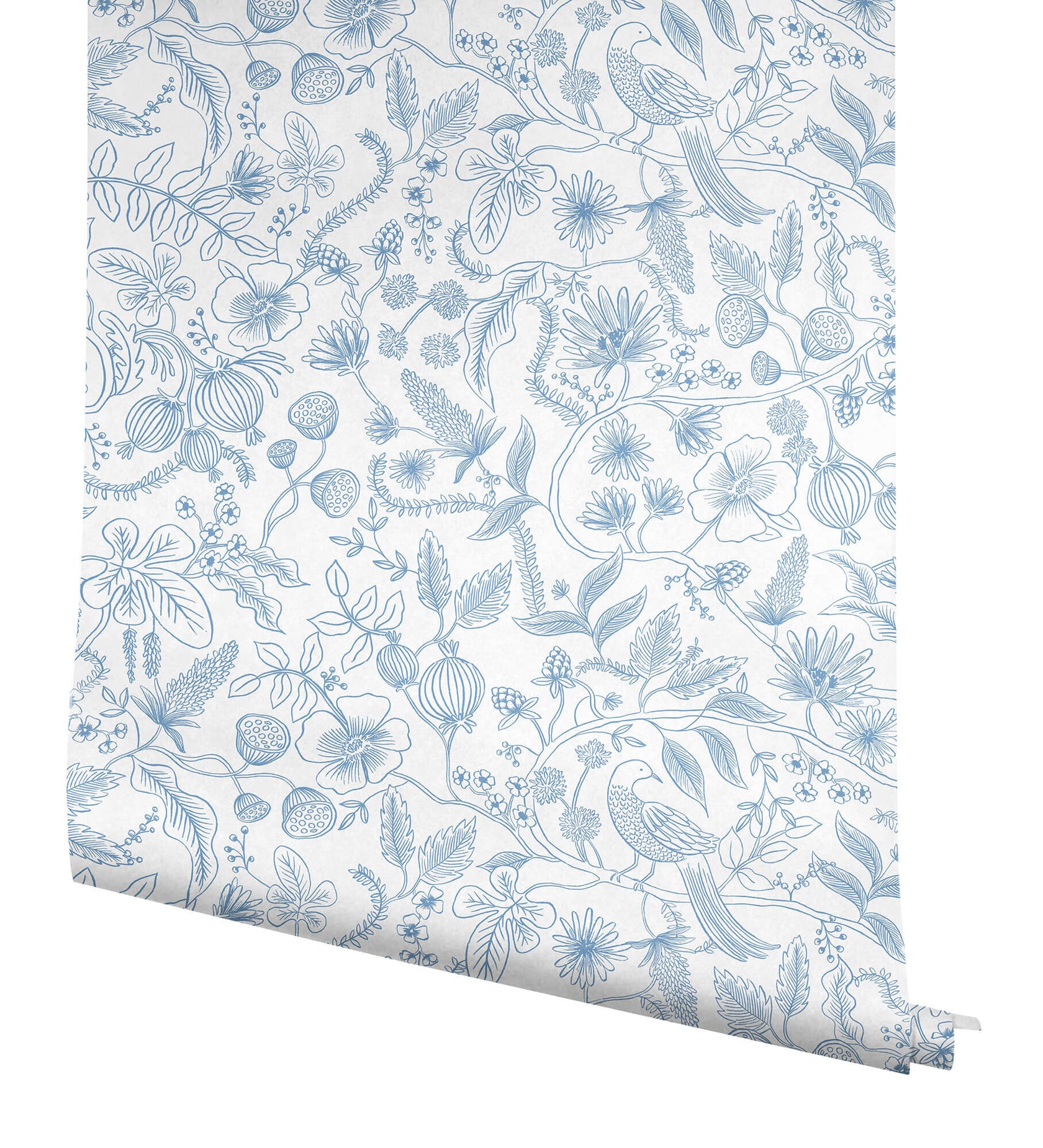 Psw1311rl Rifle Paper Co. Aviary Peel & Stick Wallpaper - Blue & Cream 