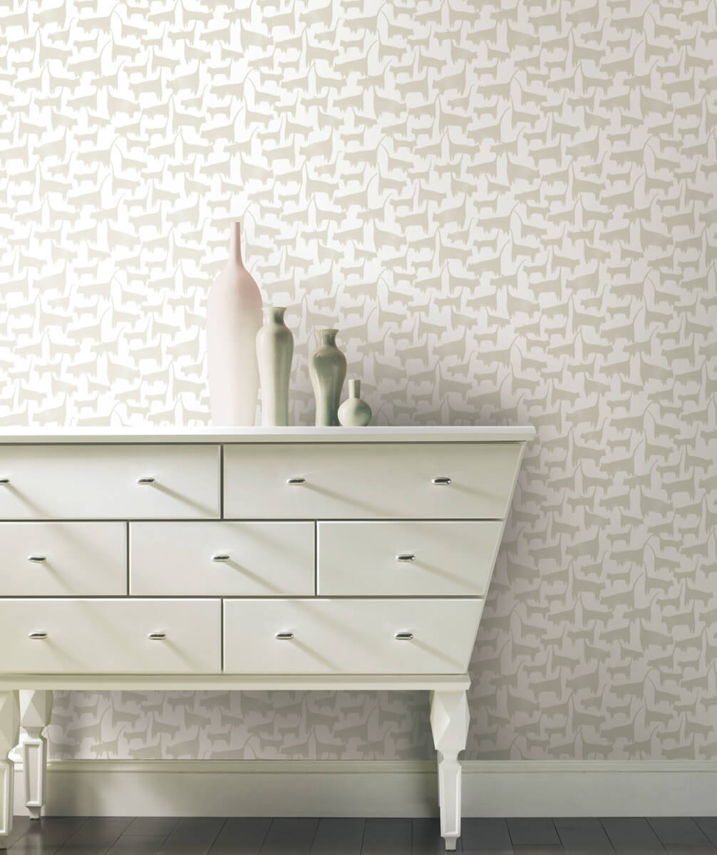 Wildlife Cat Tails Peel & Stick Wallpaper - Beige