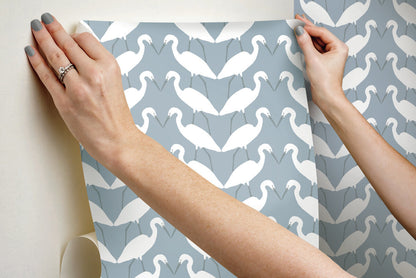 Wildlife Elegant Birds Peel & Stick Wallpaper - Blue
