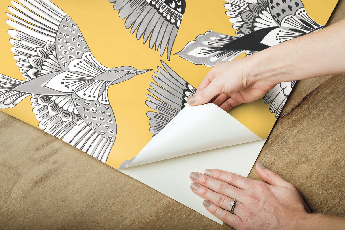 Wildlife Feather Flight Peel & Stick Wallpaper - Yellow