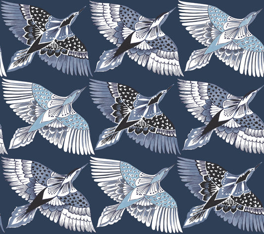 Wildlife Feather Flight Peel & Stick Wallpaper - Blue