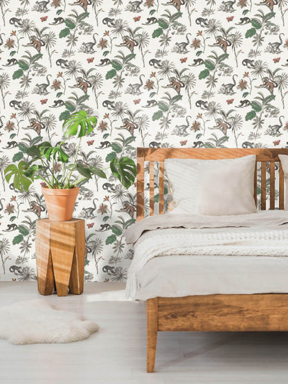 Wildlife Botanicals Lemurs Peel & Stick Wallpaper - Green