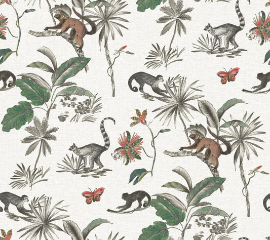 Wildlife Botanicals Lemurs Peel & Stick Wallpaper - Green