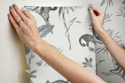 Wildlife Botanicals Lemurs Peel & Stick Wallpaper - Gray