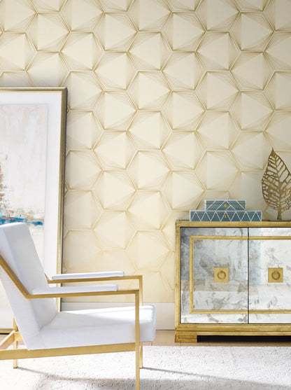 Simply Candice Honeycomb Peel & Stick Wallpaper - Sand & Gold