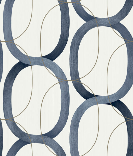 Simply Candice Interlock Peel & Stick Wallpaper - Navy Blue
