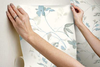 Simply Candice Olson Linden Flower Peel & Stick Wallpaper - Spa Blue