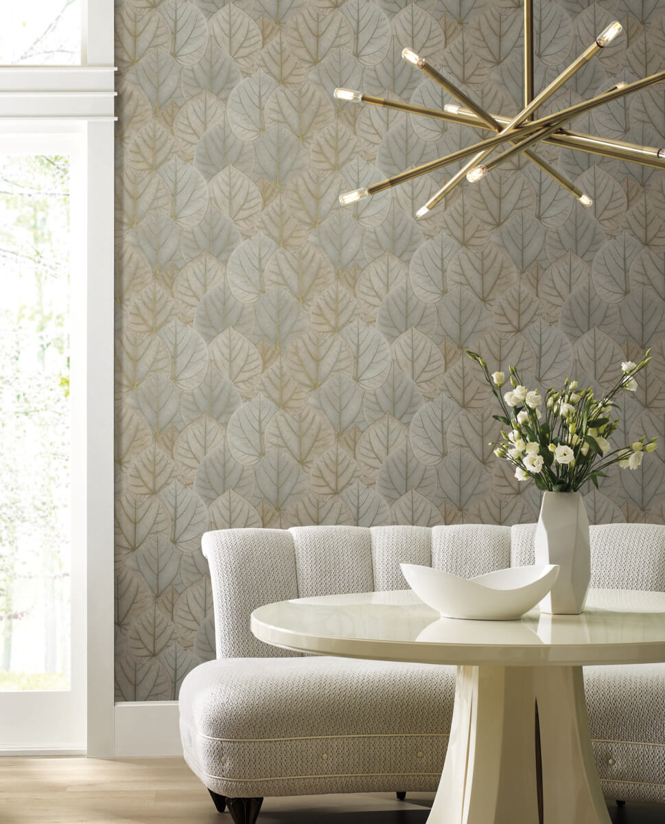 Simply Candice Leaf Concerto Peel Stick Wallpaper Taupe US Wall Decor   PSW1425RL LeafConcerto 1 