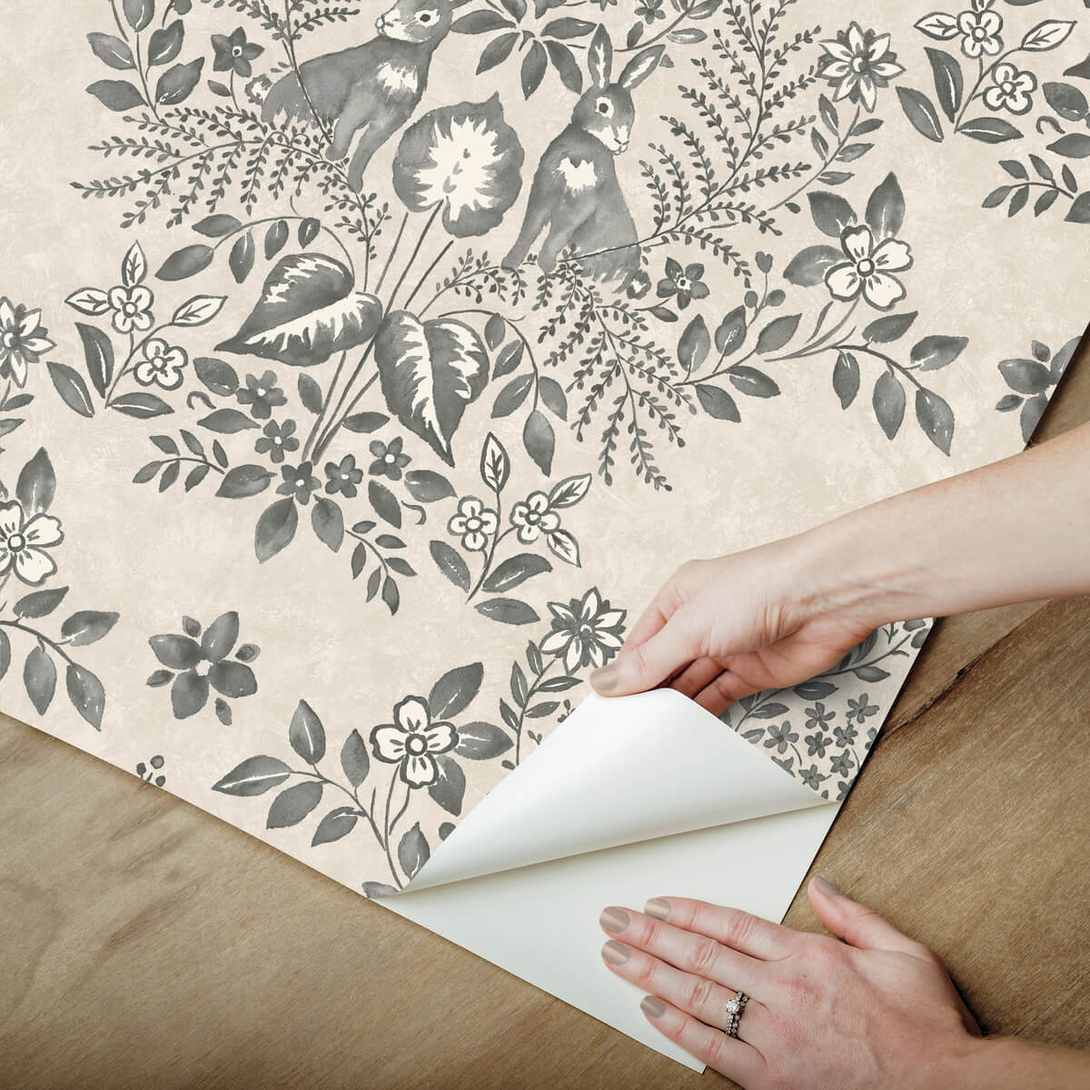 Erin & Ben Co. Cottontail Toile Peel & Stick Wallpaper - Linen & Charcoal