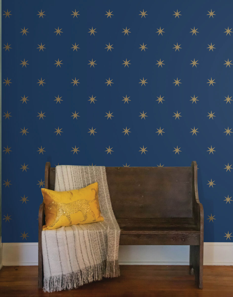 Erin & Ben Co. Star Splendor Peel & Stick Wallpaper - Navy & Metallic Gold