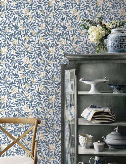 Rifle Paper Co. Willowberry Peel & Stick Wallpaper - Blue & White