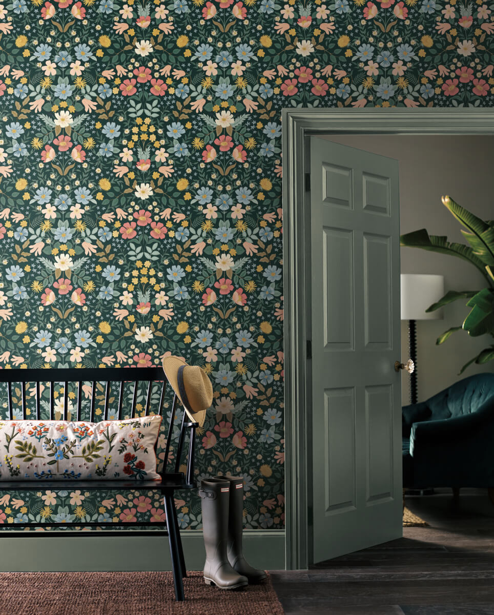 Buy Dark Green Floral Wallpaper  Peel and Stick Wallpaper Online in India   Etsy