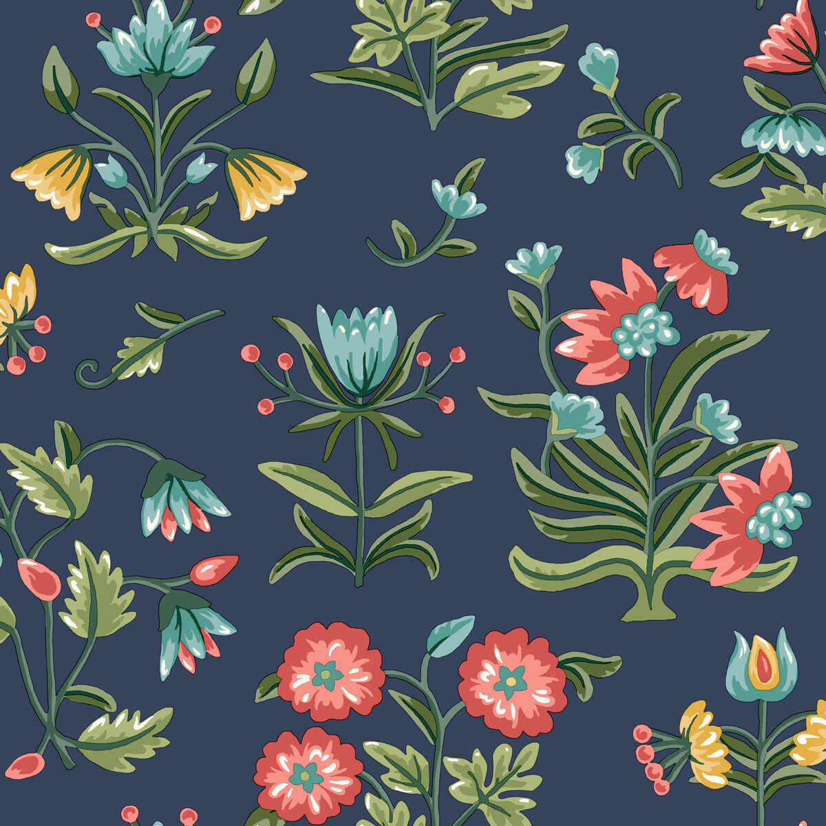 Erin & Ben Co. Heirloom Floral Peel & Stick Wallpaper - Navy Blue
