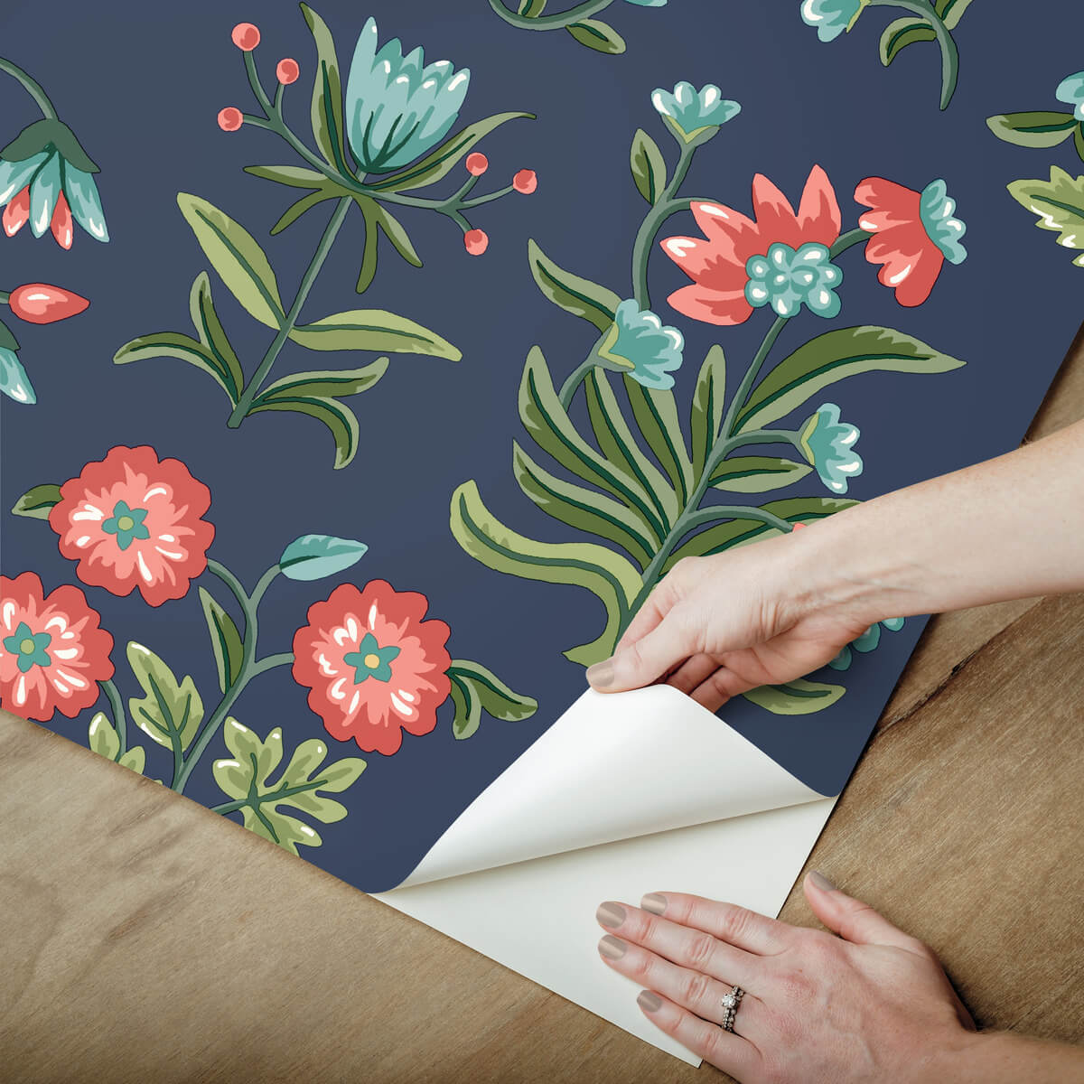 Erin & Ben Co. Heirloom Floral Peel & Stick Wallpaper - Navy Blue