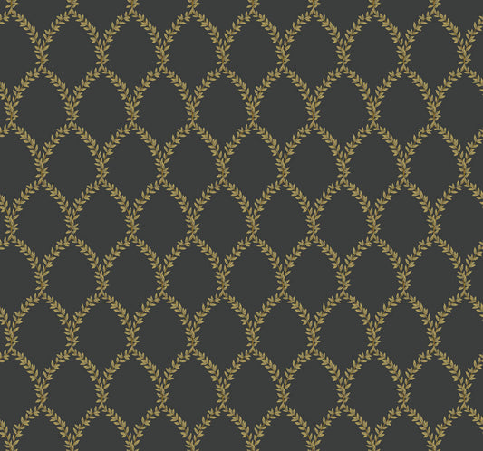 Rifle Paper Co. Laurel Wallpaper - Black & Gold