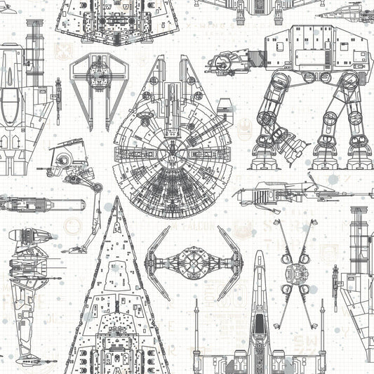 Star Wars Ships Blueprint Peel & Stick Wallpaper