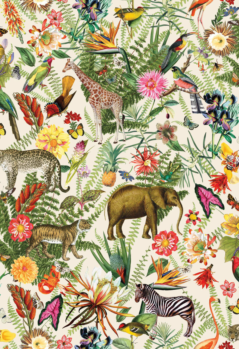 Tropical Zoo Peel and Stick Wallpaper - SAMPLE ONLY