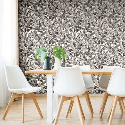 Palm Leaves Peel & Stick Wallpaper - Gray