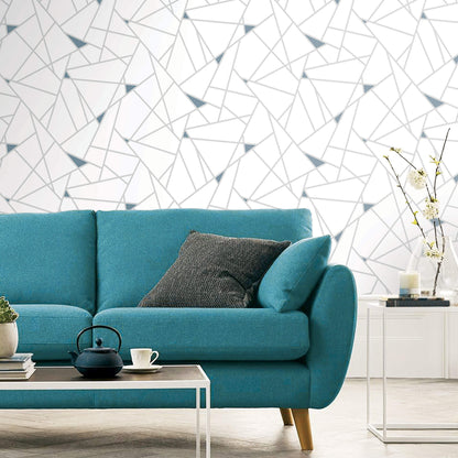Fracture Geometric Peel & Stick Wallpaper - Gray & Blue