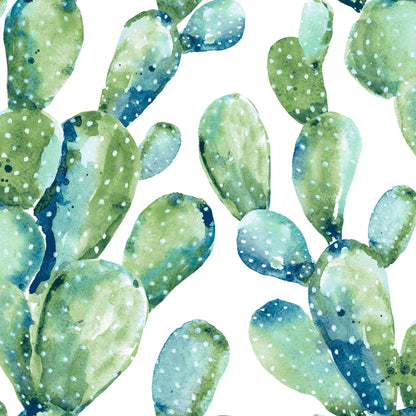 Prickly Pear Cactus Peel & Stick Wallpaper - Blue & Green