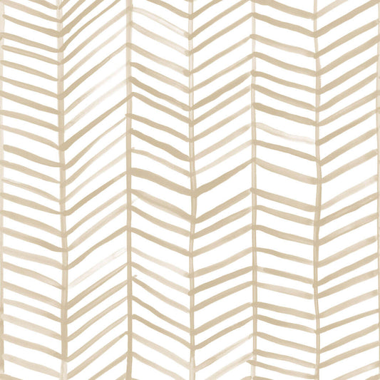 CatCoq Herringbone Peel & Stick Wallpaper - Tan & White