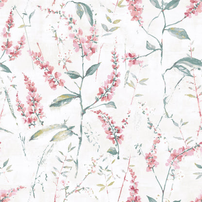 Floral Sprig Peel & Stick Wallpaper - Pink & White