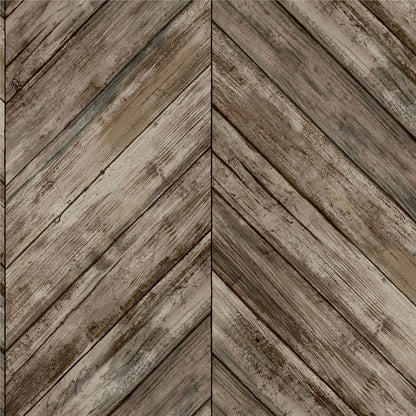 Herringbone Wood Boards Peel & Stick Wallpaper - Brown