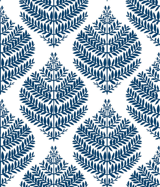 Hygge Fern Damask Peel & Stick Wallpaper - Blue