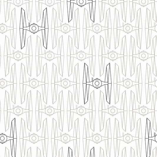 Star Wars Tie Fighter Peel & Stick Wallpaper - Black & White