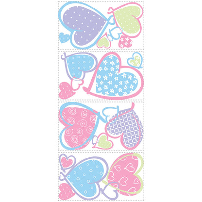Colorful Pastel Hearts Peel & Stick Wall Decals
