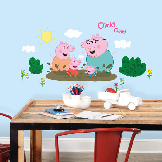 RMK3186GM Peppa Pig Family Muddy Puddles Giant Wall Decals