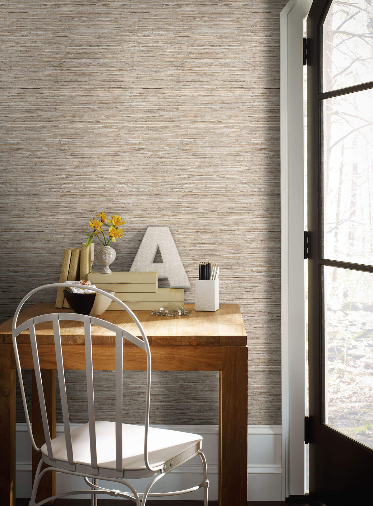 RMK9031WP Faux Grasscloth Peel & Stick Wallpaper - Tan – US Wall Decor