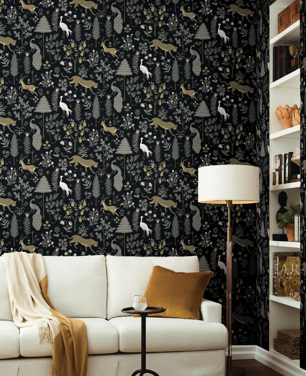 Rifle Paper Co. Second Edition Menagerie Wallpaper - Black