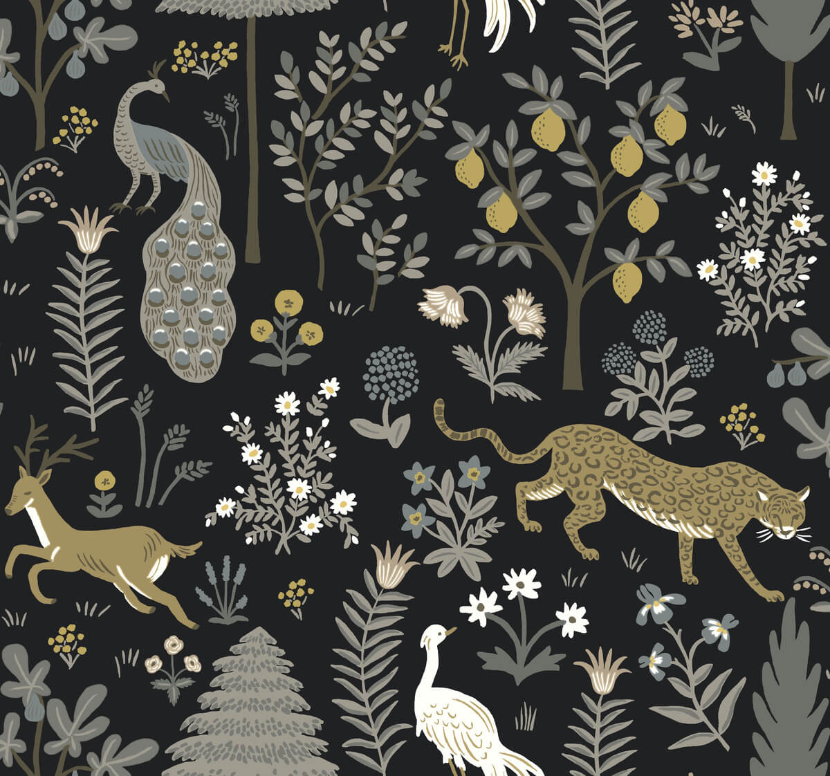 Rifle Paper Co. Second Edition Menagerie Wallpaper - Black