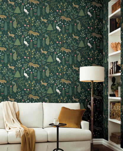 Rifle Paper Co. Second Edition Menagerie Wallpaper - Blue