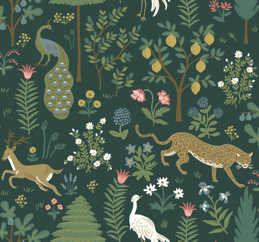 Rifle Paper Co. Second Edition Menagerie Wallpaper - Blue