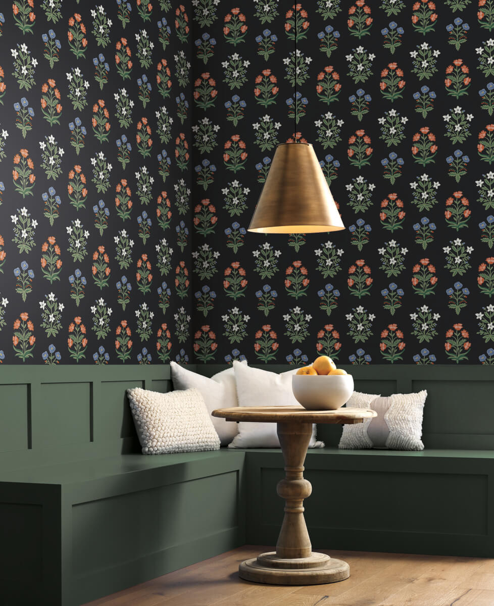 Rifle Paper Co. Second Edition Mughal Rose Wallpaper - Black
