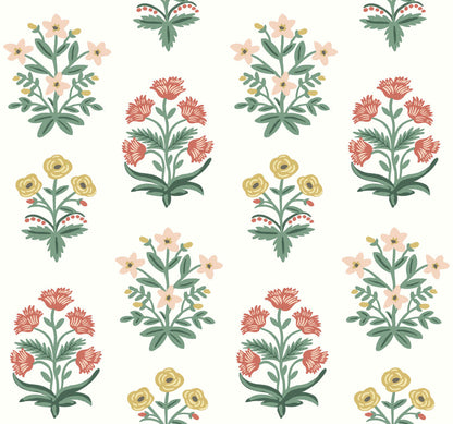 Rifle Paper Co. Second Edition Mughal Rose Wallpaper - Pink, Yellow, Red