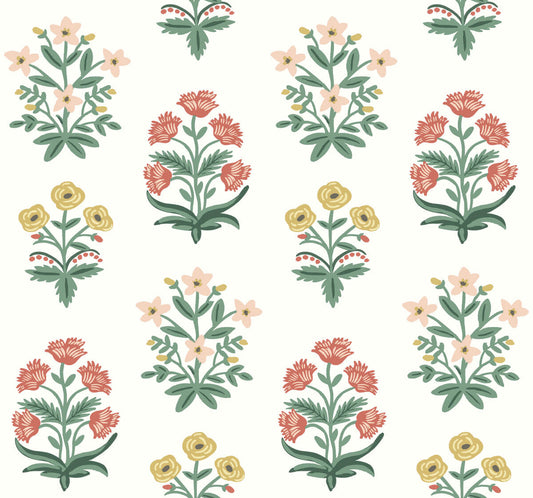 Rifle Paper Co. Second Edition Mughal Rose Wallpaper - Pink, Yellow, Red