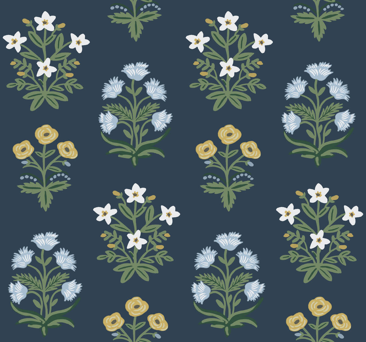 Rifle Paper Co. Second Edition Mughal Rose Wallpaper - Blue