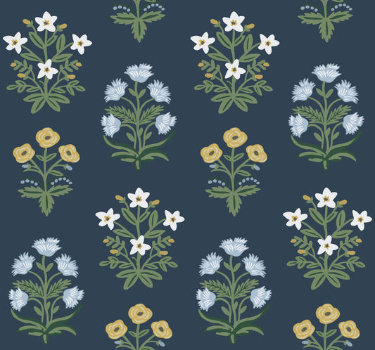 Rifle Paper Co. Second Edition Mughal Rose Wallpaper - Blue