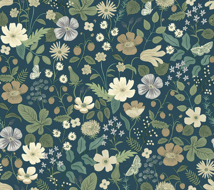Rifle Paper Co. Second Edition Strawberry Fields Wallpaper - Evergreen