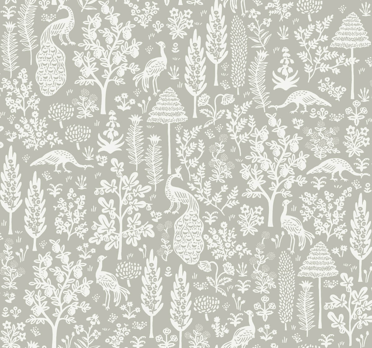 Rifle Paper Co. Second Edition Menagerie Toile Wallpaper - Gray
