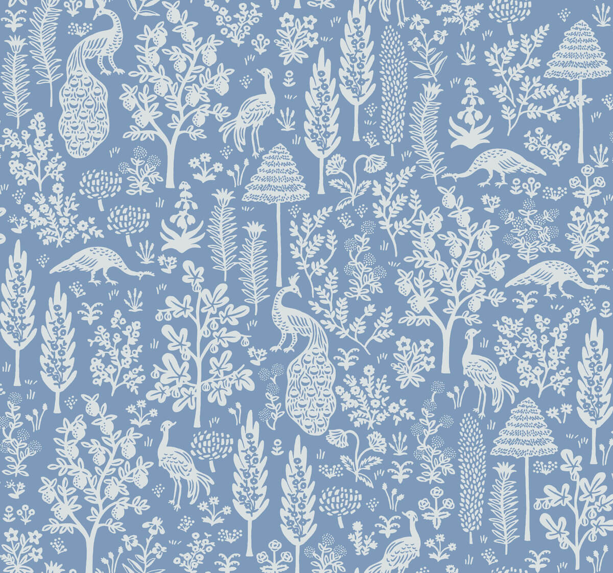 Rifle Paper Co. Second Edition Menagerie Toile Wallpaper - Blue