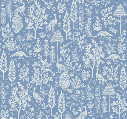 Rifle Paper Co. Second Edition Menagerie Toile Wallpaper - Blue