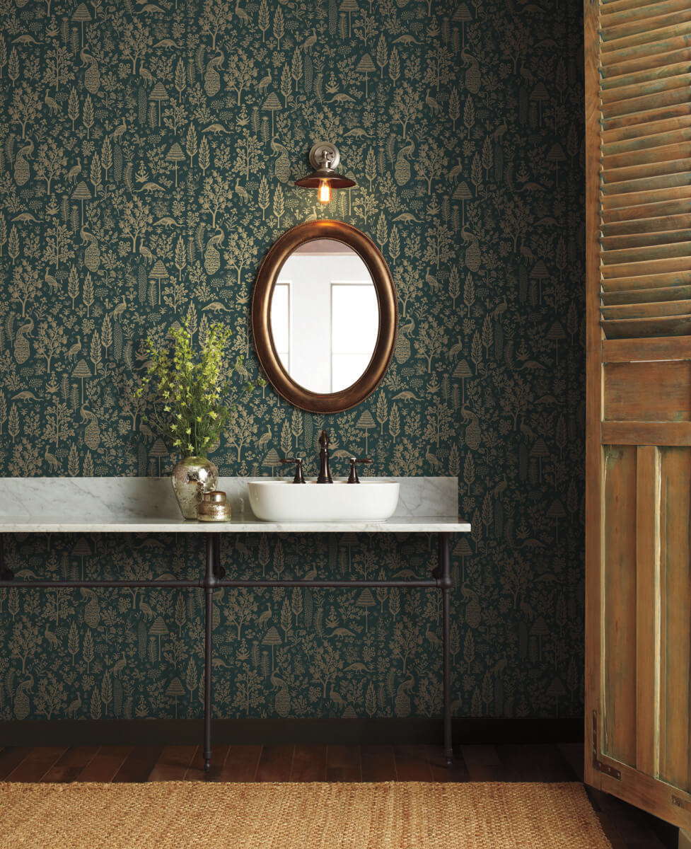 Rifle Paper Co. Second Edition Menagerie Toile Wallpaper - Green